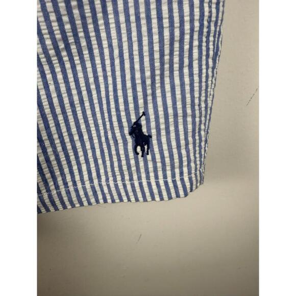 NWT Polo Ralph Lauren Made in USA Seersucker Blue Striped Chino Shorts Sz 38 - Picture 2 of 6